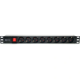 Блок розеток 5bites 8 розеток, огнеупорный пластик, 1U, 19" PDU819P-08