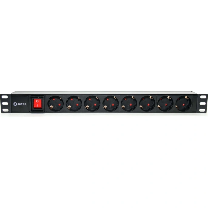 Блок розеток 5bites 8 розеток, огнеупорный пластик, 1U, 19" PDU819P-08