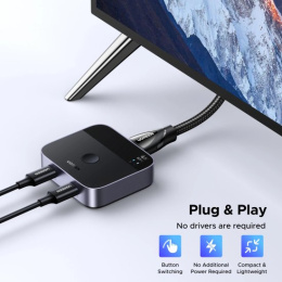 Переключатель UGREEN AW502 55451 USB-C Switch 2 In 1 Out 4K@60Hz. Цвет: черный (55451_)