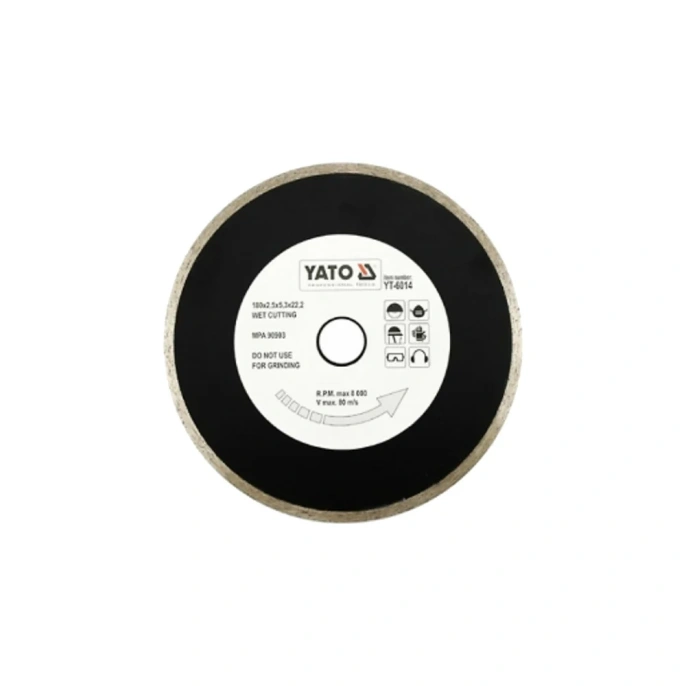 Диск алмазный отрезной (180х22.2 мм; мокрая резка) YATO YT-6014