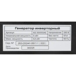 Инверторный генератор Inforce IGC 6000OAE