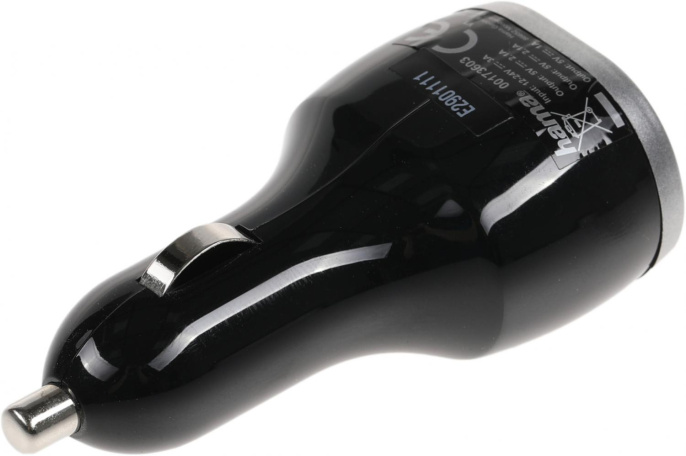 Автомобильное зарядное устройство HAMA H-173603,  3xUSB-A,  5Вт, 2.1A, черный [00173603]