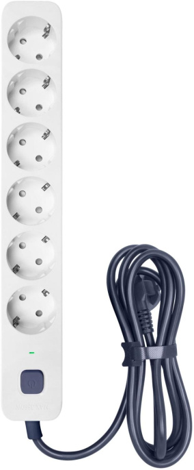 Фильтр-удлинитель PowerCom SP-06W 3.0M, 6 розеток, белый, 16А, 4кВт, 380Дж, защитные шторки, защита от КЗ, перегрузки, ВЧ и импульсных помех, кабель 3x1.5 мм2, ШхГхВ 338.5х50х40.2 мм, вес 0.68 кг./ Surge protector PowerCom SP-06W 3.0M, 6 sockets, white, 1