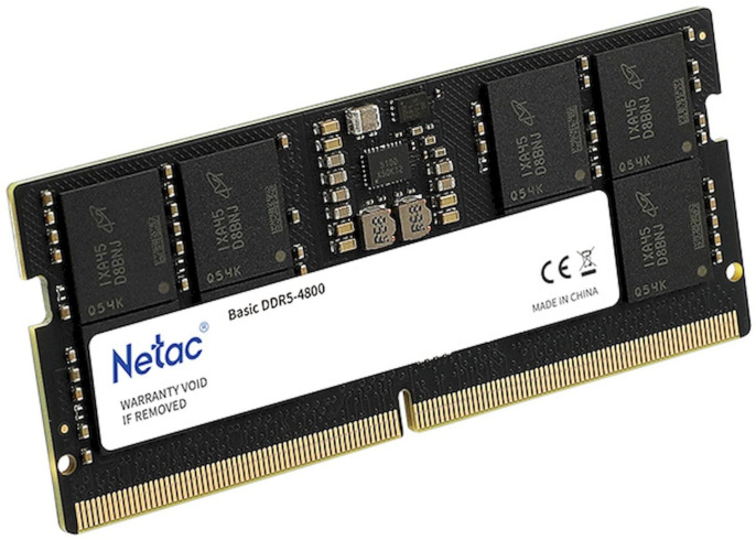 Память DDR5 8GB 4800MHz Netac NTBSD5N48SP-08 Basic RTL Gaming PC5-38400 CL40 SO-DIMM 262-pin 1.1В original Intel Ret