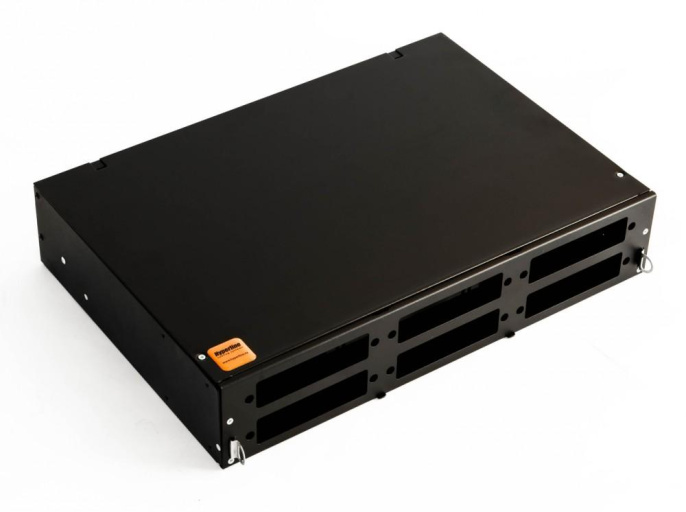 Бокс оптический Hyperline FO-19V-2U-6xSLT-W130H30-48UN-BK Бокс оптический универсальный 19" выдвижной, с полкой, от 8 до 48 портов  SC, duplex LC, ST, FC , со сплайс пластиной, без пигтейлов и проходных адаптеров, 2U, черный