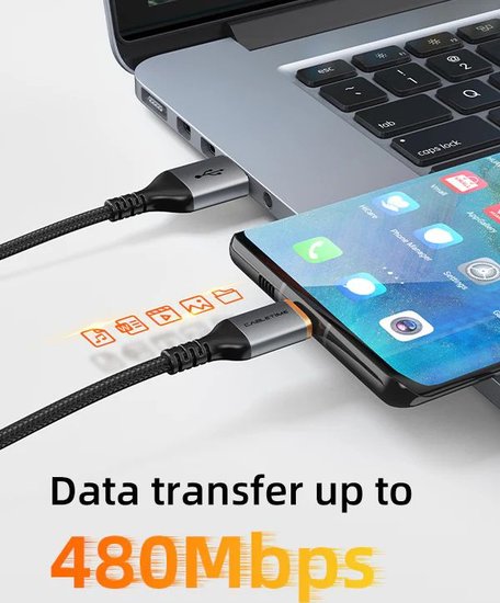 Кабель CABLETIME CA30H (CT-AMCM3A-AG1) 1 м, 3A USB A TO USB C, нейлоновый, черный
