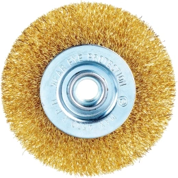 Щетка плоская латунированная для УШМ 100 мм; М14 витая проволока MATRIX 74650