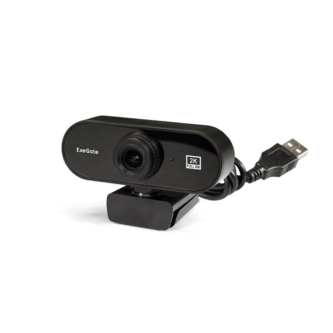 Веб-камера ExeGate Stream C940 2K T-Tripod (5Мп, 2560x1440, 30fps, H.264, ручной фокус, телескопический штатив Tripod Tele Ball, 4-линзовый объектив (стекло), микрофон с шумоподавлением, универсальное крепление, USB, кабель 1,5 м, Windows® 7/8/10/11, Mac 