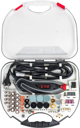 Гравер P.I.T. PMG150-C шлифование, фрезерование, гравировка, сверление, питание: сеть, 150 Вт, скорость вращения: 10000–33000 об/мин, диаметр цанг: 3.5 мм 2.4, 3.5 мм , блокировка цангового зажима, кейс, гибкий вал, насадки