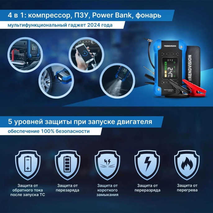 Автомобильный компрессор TrendVision Start Compressor PRO шланг 0.2м