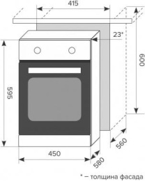 Духовой шкаф электрический LEX EDM 4540 IX, 58л, дверца с 2 стеклами, нержавеющая сталь