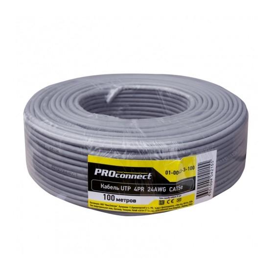 Кабель информационный PROCONNECT кат.5E, 100м, серый [01-0043-3-100]