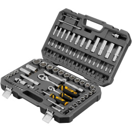 Набор инструментов, 1/2", 1/4", CrV, S2, пластиковый кейс, 94 предмета// Denzel [15813]