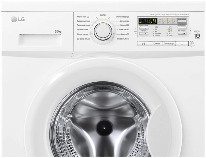 Стиральная машина LG F10B8MD, с фронтальной загрузкой, 5.5кг, 1000об/мин, инверторная