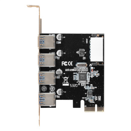Контроллер ExeGate EXE-314 v2.0 (PCI-E x1 v2.0, 4*USB3.0 ext., разъем доп.питания Molex, VIA Labs Chipset VL805) EX298943RUS