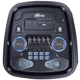 RITMIX SP-935B black {Bluetooth, 30 Гц -18 КГц, FM-радио, RGB-подсветка, AUX, USB, microSD до 32 Гб, MP3 , дисплей: LED, до 6 часов работы, 2 микрофонных входа под Джек 6,3мм}