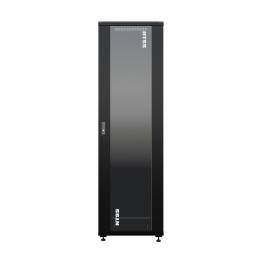 NTSS Шкаф напольный универсальный серверный NTSS R 18U 600х600мм, 4 профиля 19, двери стекло и сплошная металл, боковые стенки съемные, регулируемые опоры, разобранный, черный RAL 9005 NTSS-R18U6060GS (NTSS-R18U6060GS-BL)