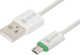 Greenconnect Кабель 3A 1.0m для Samsung USB 2.0, AM/microB 5pin, ABS, белый, зеленый ПВХ, 28/22 AWG, поддержка функции быстрой зарядки, экран, армированный, морозостойкий, GCR-50965 GCR-51777