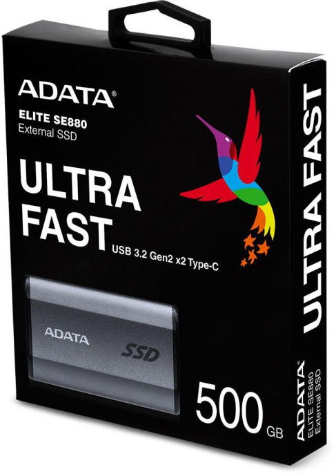 500ГБ Внешний диск SSD A-Data SE880, USB-C, запись - 2000МБ/с, чтение - 2000МБ/с, серый [aeli-se880-500gcgy]