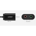 Аудио переходник  UGREEN US205-30724 USB to AUX 3.5mm (green+red port), зеленый порт для наушников красный порт для микрофона, драйверы не требуются, с проводом 15cm, Black
