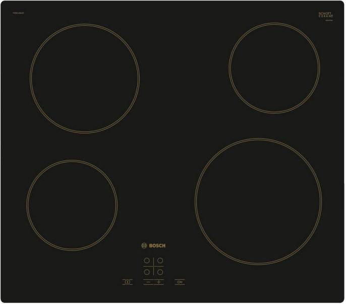 Электрическая варочная поверхность Bosch PKE611BA1R, конфорок: 4 шт.,  стеклокерамика,  независимая, черный