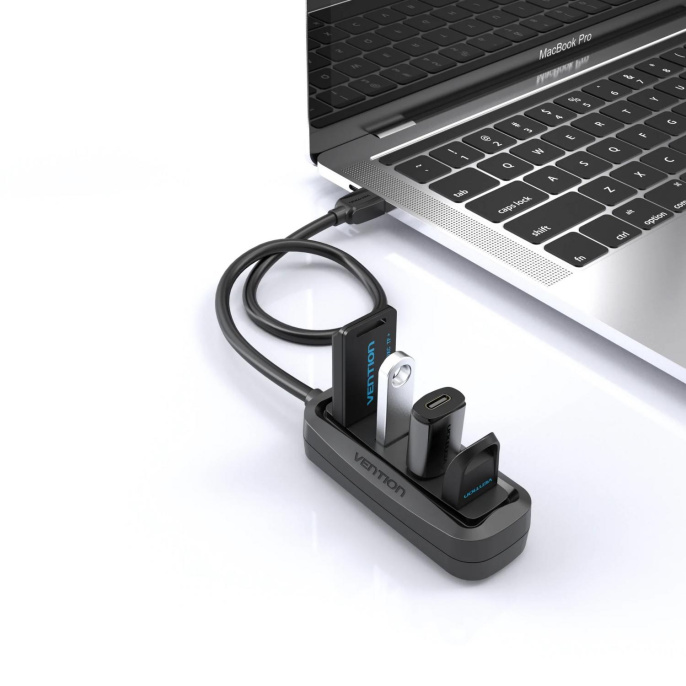 Концентратор Vention USB 2.0 на 4 порта Черный (VAS-J43-B015)
