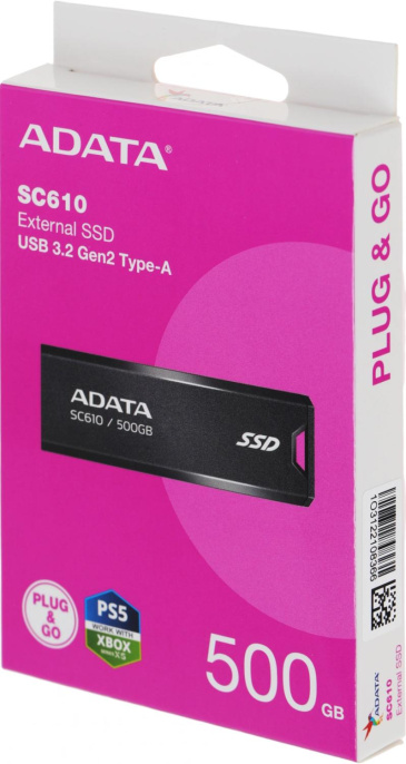 A-DATA Внешний накопитель SSD USB3.2 ADATA 500GB SC610 SC610-500G-CBK/RD Черный/Красный