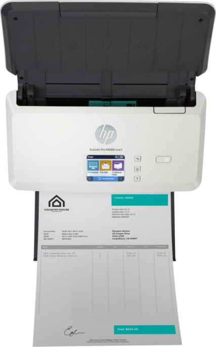 Сканер HP ScanJet Pro N4000 snw1 белый/черный [6fw08a]