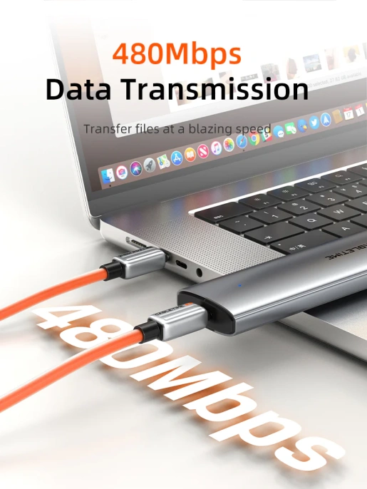 Кабель USB-C CABLETIME CU05L (CT-CM240-ZSB2) 2 м, 480 Мбит/с, 240 Вт, PD 3.1 и QC 4.0., синий,  для быстрого заряда смартфонов и ноутбуков