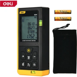 Лазерный дальномер DELI DL4168, диапазон измерения 0,05-60 м, точность ±3 мм, дисплей 1,7 дюйма, автоматическое отключение 102961