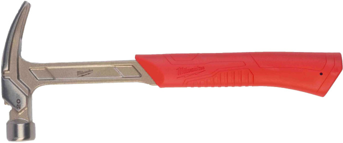 Молоток Milwaukee 4932478654 0.57кг плотницкий прямой, закругленный гвоздодер, форма бойка: комбинированный, материал рукояти: обрезиненный пластик, материал бойка: сталь