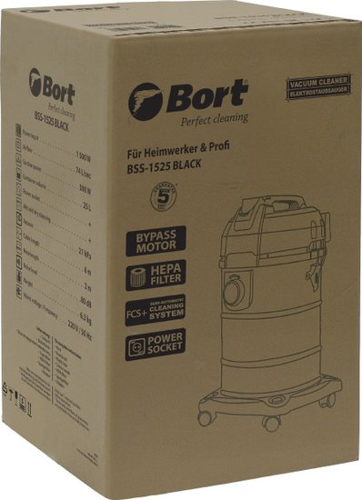 Строительный пылесос Bort BSS-1525, черный [93412604]