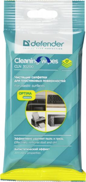 Чистящие салфетки Defender CLN 30200 Optima для поверхностей / мягкая упаковка с подвесом / 20 шт / Россия.