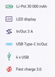 Внешний аккумулятор (Power Bank) Digma DGP-30000-4U,  30000мAч,  черный [dgp-30000-4u-b]