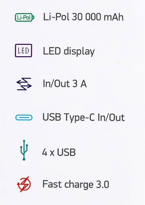 Внешний аккумулятор (Power Bank) Digma DGP-30000-4U,  30000мAч,  черный [dgp-30000-4u-b]