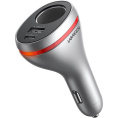 Автомобильное зарядное устройство UGREEN CD204 60712 Car Charger With Dual USB Ports Single Extension Socket PD 20 W с разъемами USB-A, USB-C, с широким разъемом. Цвет: серебристый