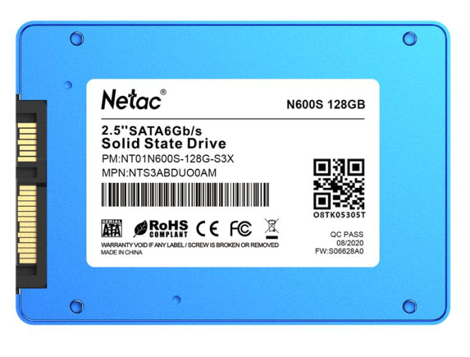 SSD накопитель NETAC N600S NT01N600S-128G-S3X 128ГБ, 2.5", SATA III, SATA