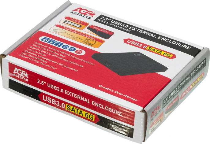 Внешний корпус для HDD AgeStar 3UB2P2, черный