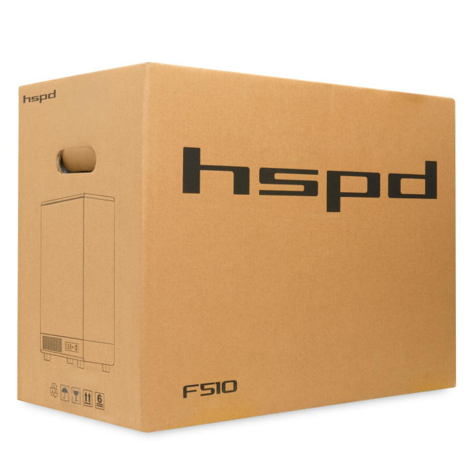 Корпус без блока питания Case HSPD F510, Panoramic Mid Tower, Black, TG, 0.5 SPCC, no fans ATX, mATX, mITX 180/280/160mm 1x2.5", 1x3.5", 7xPCI 1xUSB-A 3.0, 1xUSB-A 1.0 356x218x467mm F510-TGBK