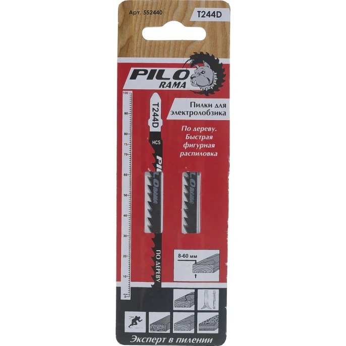 Пилки 6 TPI; 100x75 мм; h 8-60 мм для лобзика T244D Pilorama 552440