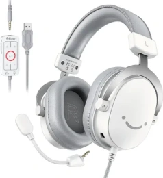 Наушники с микрофоном FIFINE H9W 7.1, съемный микрофон, White-Grey