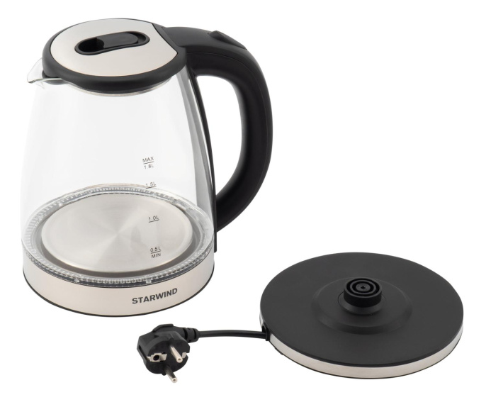 Чайник электрический StarWind SKG4777, 1.8л, стекло