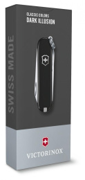 Нож перочинный Victorinox Classic SD Dark Illusion (0.6223.3G) 58мм 7функц. черный подар.коробка