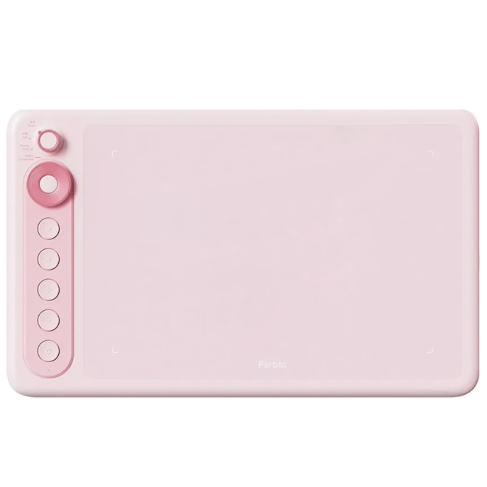 Графический планшет Parblo Intangbo X7 Розовый перо/S01/5080LPI/266 PPS/5 клавиш+Dial-кольцо/8192 уровней нажатия/раб.пов. 182,88*114.3/ USB-C