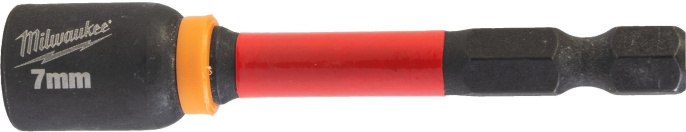 Насадка магнитная торцевая Milwaukee Shockwave 1/4" Hex-7ммx65мм 4932492437 магнитный наконечник, подходит для применений с высоким крутящим моментом и ударами, термическая обработка