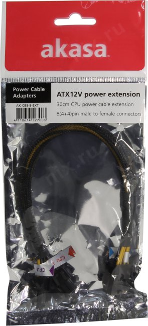 ESPADA Akasa AK-CB8-8EXT Переходник питания 8-pin ATX12V F - 2x4-pin ATX12V M