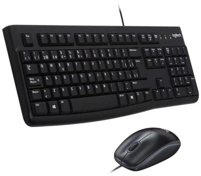 Комплект (клавиатура+мышь) Logitech MK120, USB, проводной, с гравировкой, черный [920-002562]