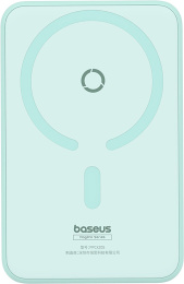 Портативное зарядное устройство Baseus P10064101333-00 MagPro Magnetic Bracket Wireless Fast-Charging 5000mAh 20W Peppermint Blue; с кабелем Type-C to Type-C 30cm White