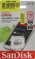 Флеш карта microSD 16GB SanDisk microSDHC Class 10 Ultra 80MB/s SDSQUNS-016G-GN3MN