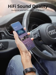 Аудиокабель CABLETIME CF10D (CT-AV311-P11GN-SG0.3) 0.3 м, AUX стерео 3,5 мм (1/8") медный, черный ПВХ нейлоновый